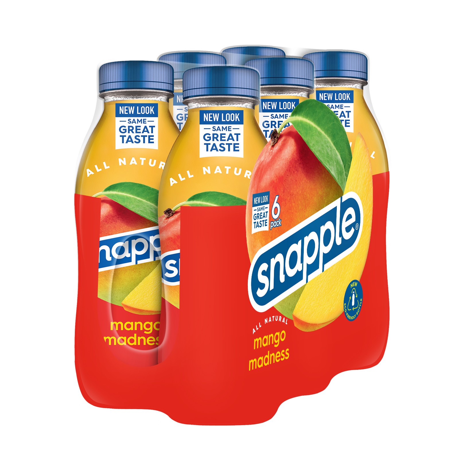 slide 2 of 5, Snapple Mango Madness Flavored Juice Drink, 16 fl oz recycled plastic bottle, 6 pack - 6 ct, 6 ct