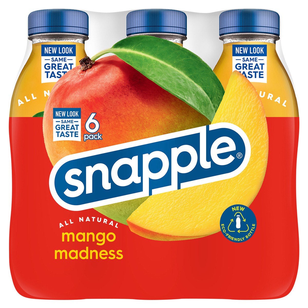 slide 1 of 5, Snapple Mango Madness Flavored Juice Drink, 16 fl oz recycled plastic bottle, 6 pack - 6 ct, 6 ct; 16 oz