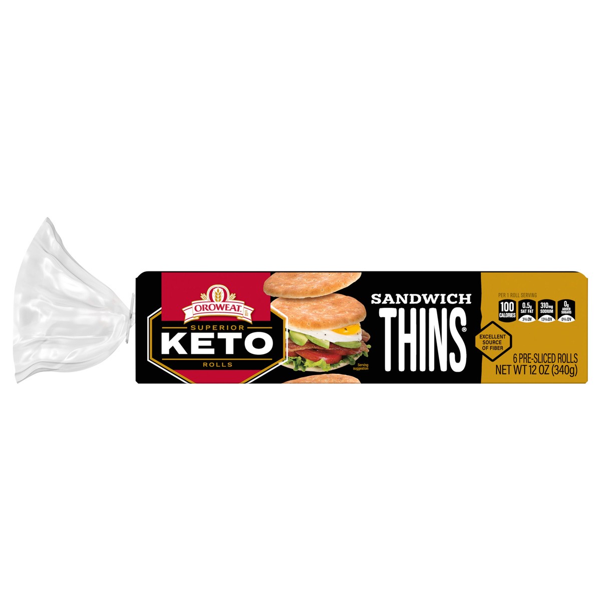 slide 1 of 1, Oroweat Sandwich Thins Superior Keto Rolls, 6 count, 12 oz, 6 ct