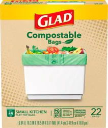 Glad Compostable Small Kitchen Trash Bags - 2.6 Gallon, 22 Bags