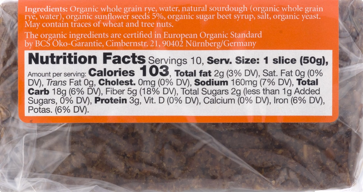 slide 8 of 9, Genuine Bavarian Organic Sunflowerseed Rye Bread 17.6 oz, 17.6 oz