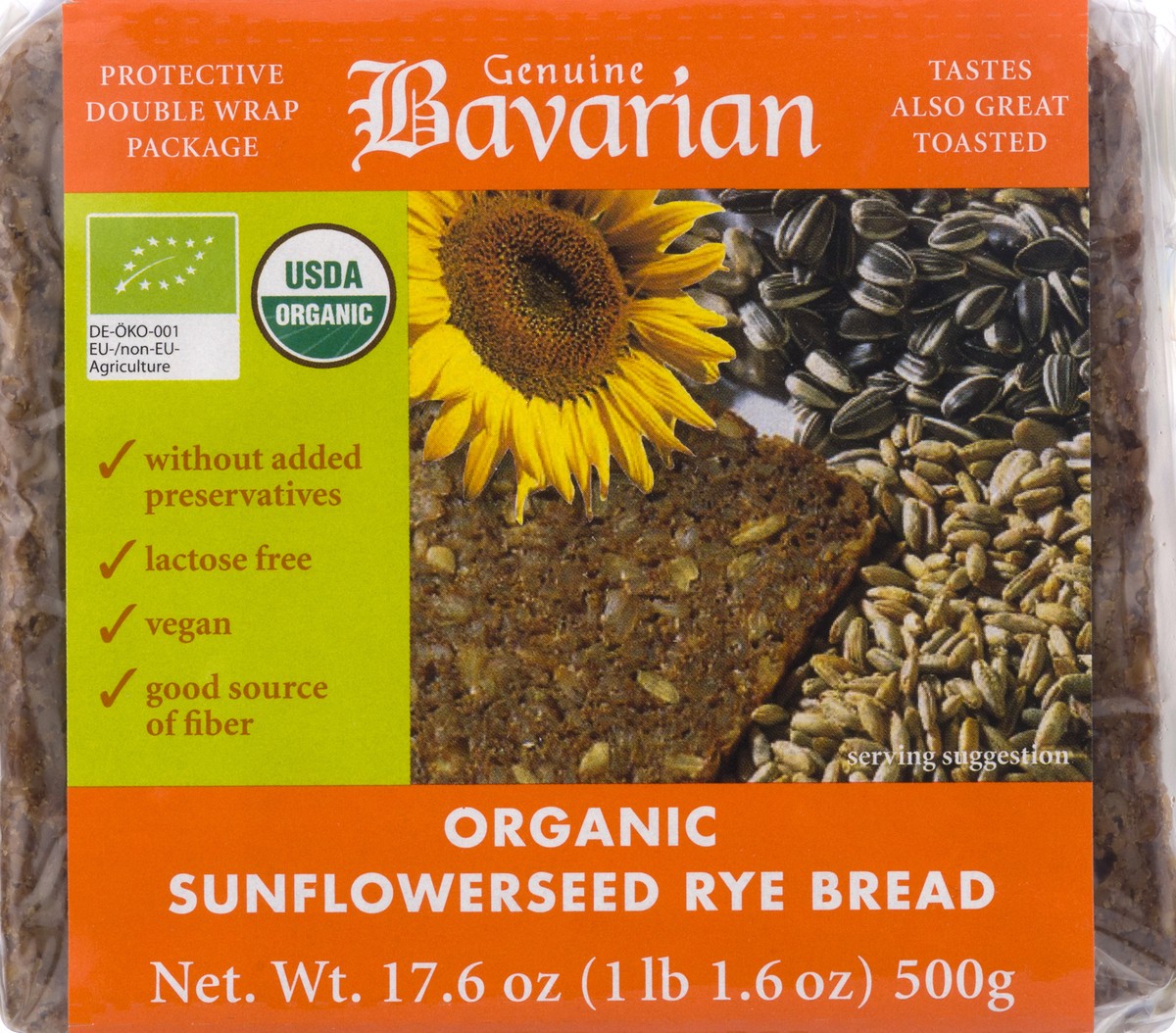 slide 9 of 9, Genuine Bavarian Organic Sunflowerseed Rye Bread 17.6 oz, 17.6 oz