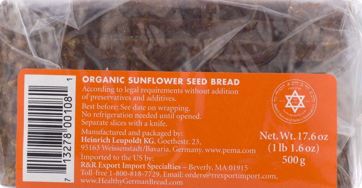 slide 5 of 9, Genuine Bavarian Organic Sunflowerseed Rye Bread 17.6 oz, 17.6 oz