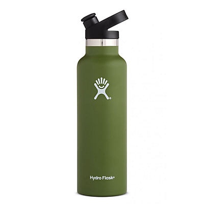 slide 1 of 1, Hydro Flask Standard Mouth Water Bottle with Sport Cap, Olive, 21 oz