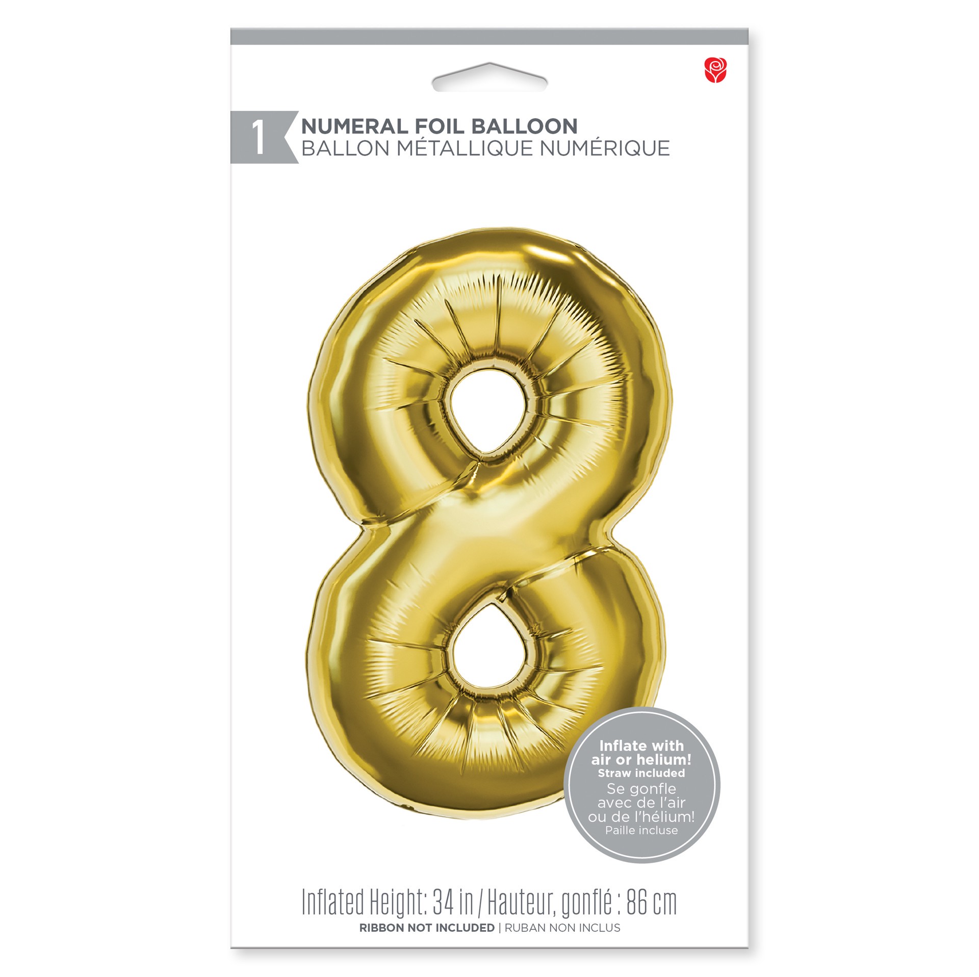 slide 3 of 3, American Greetings Large Gold Foil Number '8' Balloon, 1 ct