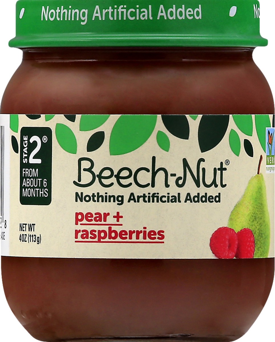 slide 1 of 1, Beech-Nut Stage 2 Pear + Raspberries 4 oz, 1 ct