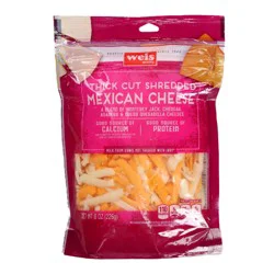 Weis Quality 8oz Thick Cut Shredded Four Cheese Mexican Blend