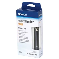 Aqueon Preset Aquarium Heater Black, 50 Watts, Up to 20 Gallons