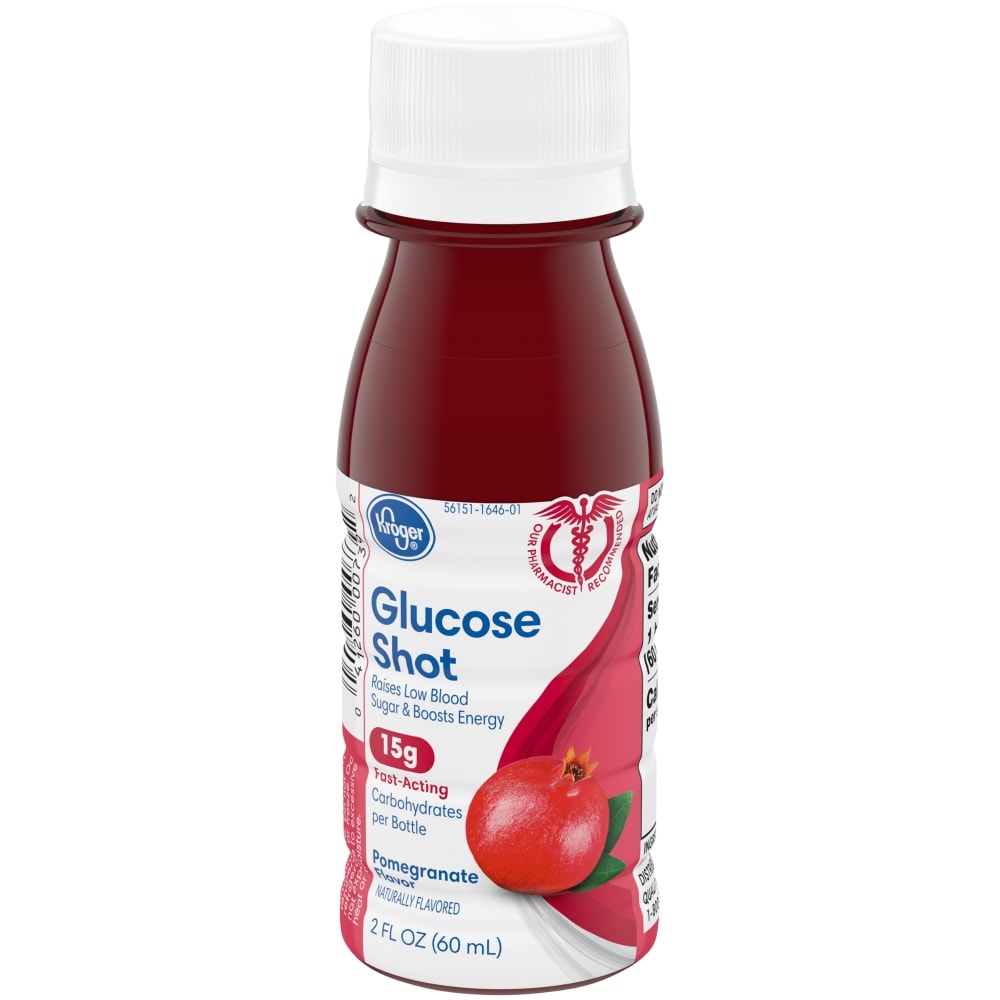 slide 1 of 1, Kroger 15G Pomegranate Flavor Glucose Shot Bottle, 2 fl oz