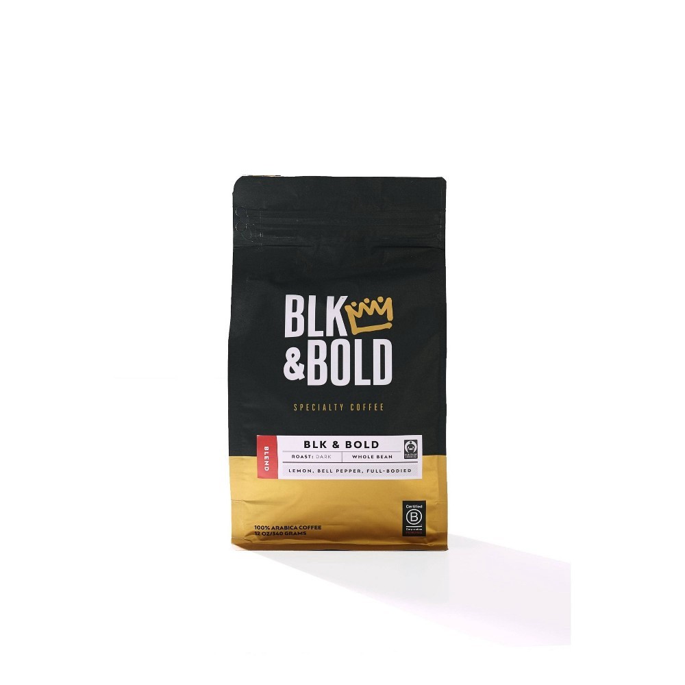 slide 3 of 3, Blk & Bold Coffee Blend, Dark Roast, Whole Bean - 12 oz, 12 oz