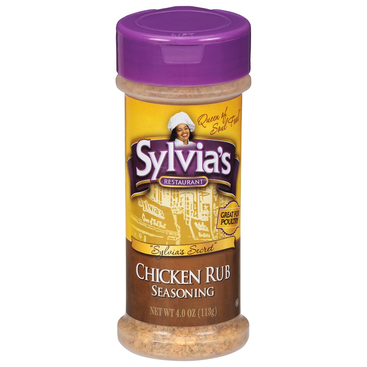 slide 1 of 9, Sylvia's Restaurant Chicken Rub Seasoning 4.0 oz, 4 oz