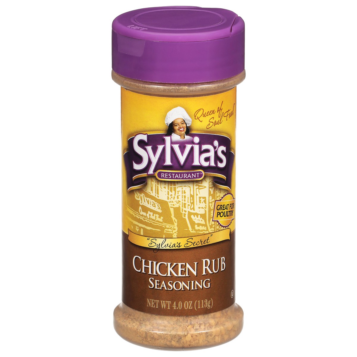 slide 1 of 9, Sylvia's Restaurant Chicken Rub Seasoning 4.0 oz, 4 oz
