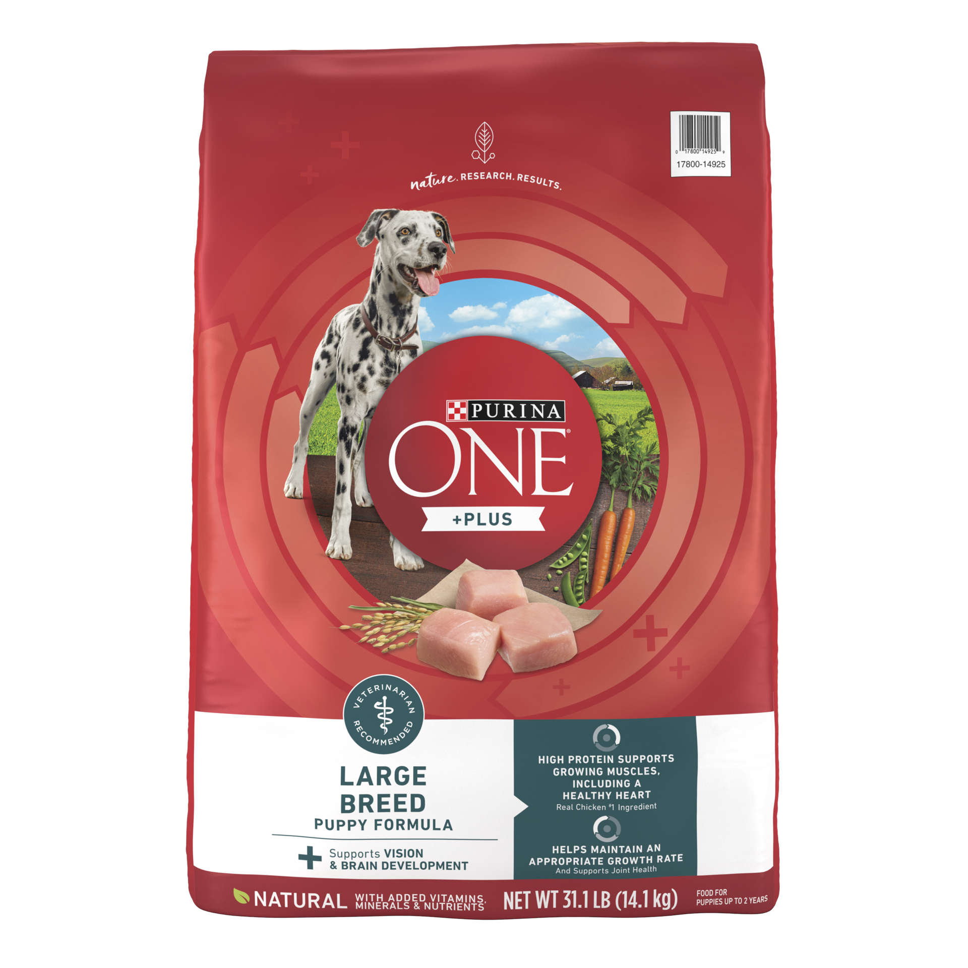 slide 1 of 9, ONE Purina ONE Plus Large Breed Puppy Food Dry Formula, 31.1 lb