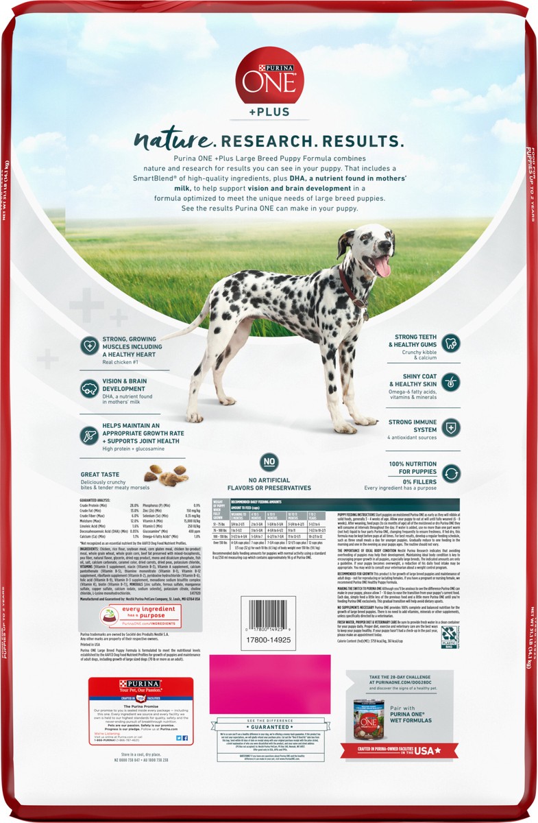 slide 3 of 9, ONE Purina ONE Plus Large Breed Puppy Food Dry Formula, 31.1 lb