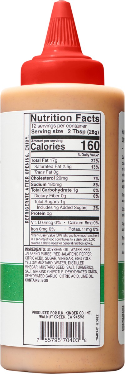 slide 8 of 9, Kinder's Chipotle Lime Dipping Sauce, 12.6 oz