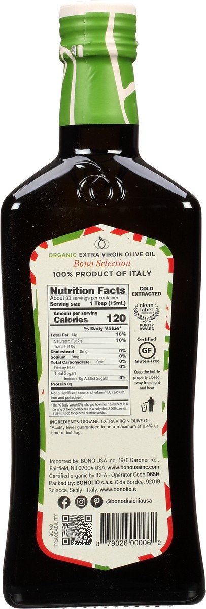 slide 5 of 9, BONO Italian EVOO Organic, 16.9 oz