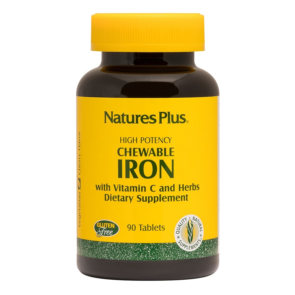 slide 1 of 1, Nature's Plus Chewable Iron With Vitamin C, 90 ct