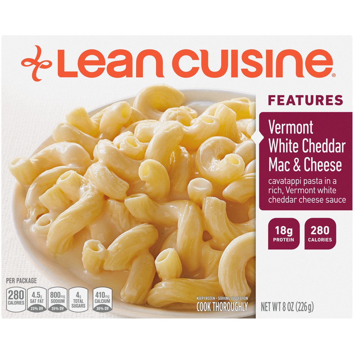 slide 3 of 9, Lean Cuisine Frozen Meal Vermont White Cheddar Mac and Cheese, Protein Kick Microwave Meal, Microwave Macaroni and Cheese Dinner, Frozen Dinner for One, 8 oz