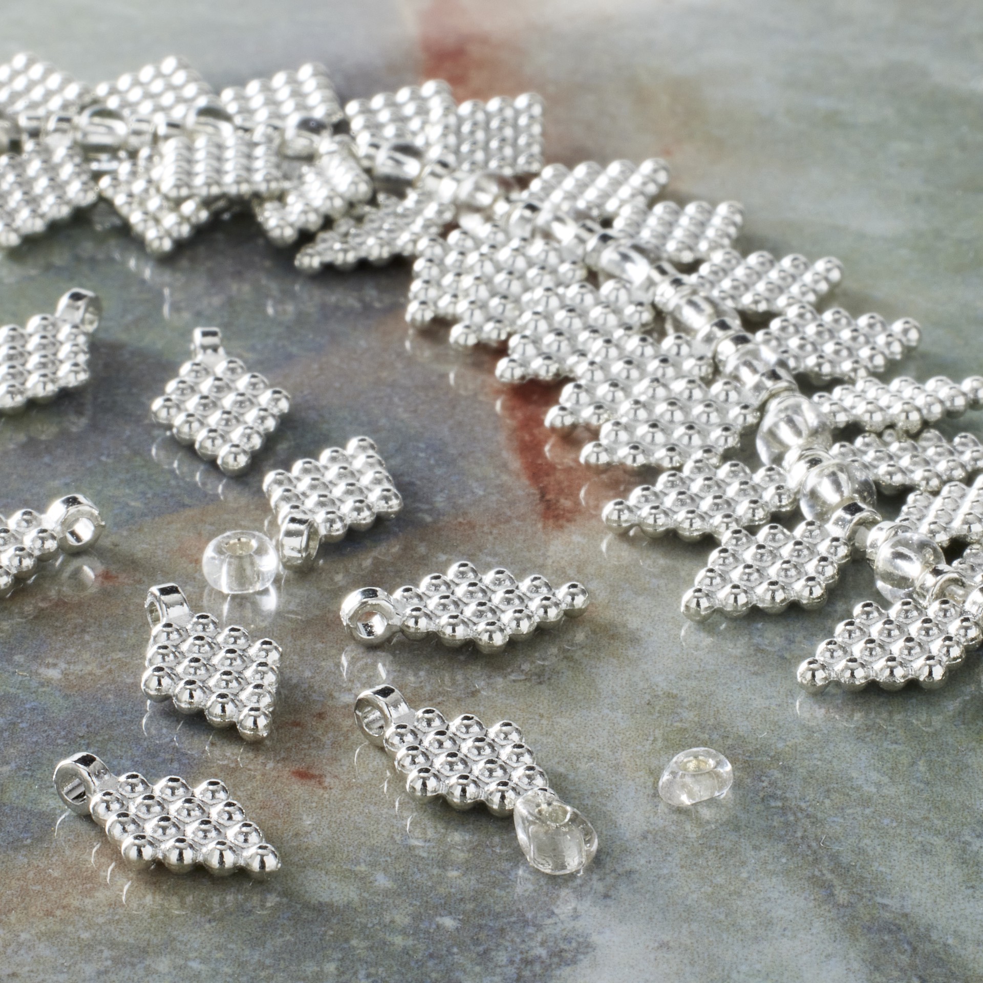 slide 3 of 3, Metal Diamond Shaped Beads, 14mm By Bead Landing, 14mm