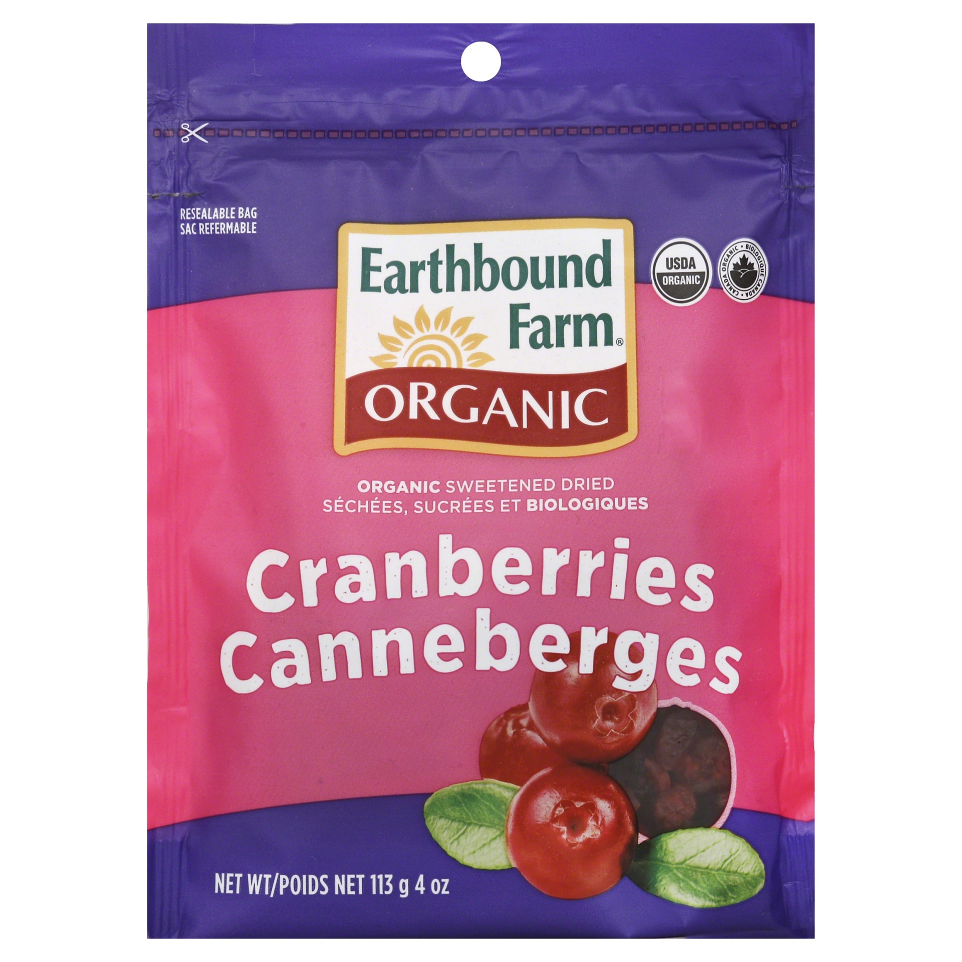 slide 1 of 1, Earthbound Farm Organic Sweetened Dried Cranberries, 4 oz