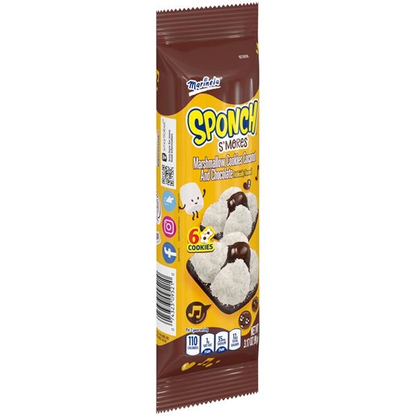 slide 1 of 1, Marinela Sponch S'Mores, Marshmallow Cookies Chocolate and Coconut, Artificially Flavored, 6-Count, 6 ct