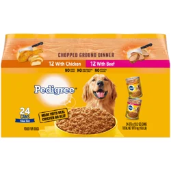 Pedigree Chopped Ground Dinner with Beef/with Chicken Food for Dogs 24 - 375 g Cans
