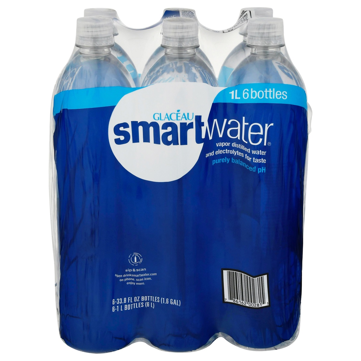 slide 1 of 1, smartwater Vapor Distilled Water 6 - 33.8 fl oz Bottles, 6 ct; 33.8 fl oz