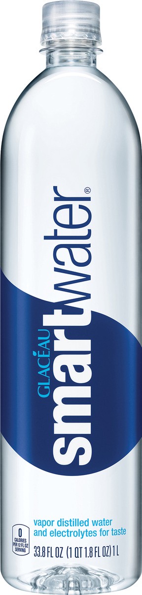 smartwater vapor distilled premium water bottles, 1 Liter, 6 Pack