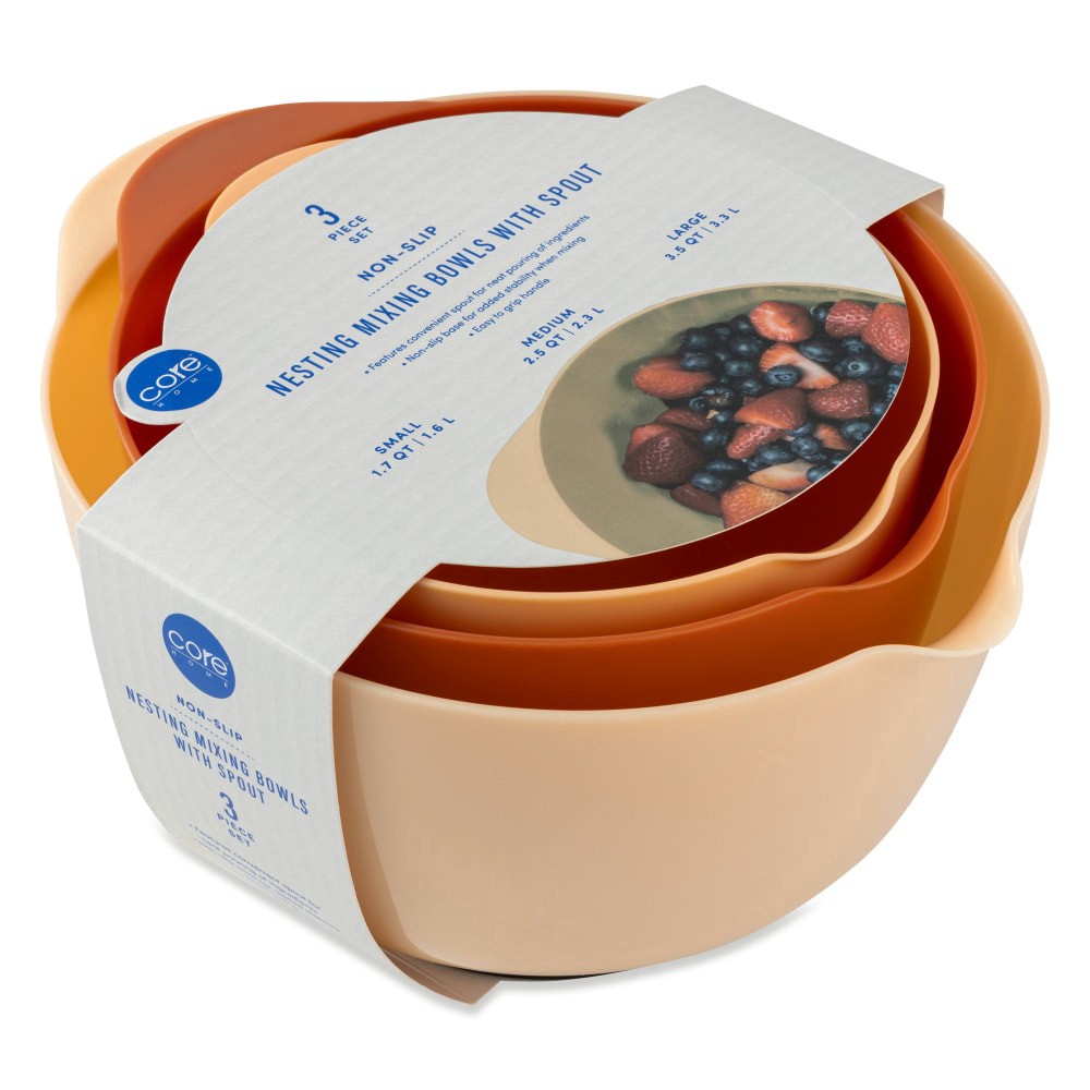 slide 4 of 4, Core Home Mixing Bowls With Spouts Set, 3 ct