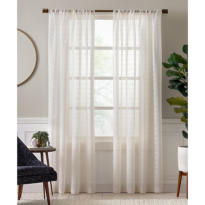 slide 1 of 1, Colordrift Charlie Sheer Rod Pocket Window Curtain Panel - Ivory, 95 in