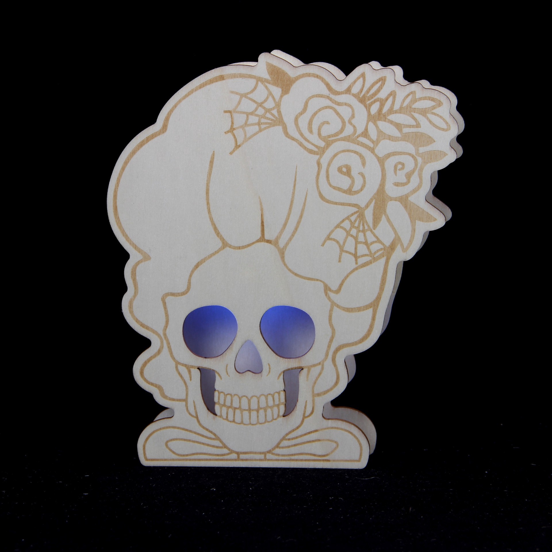 slide 3 of 3, 7.5" Lady Skeleton Diy Led Plywood Decor By Make Market, 6.25 in x 7.5 in x 1.18 in
