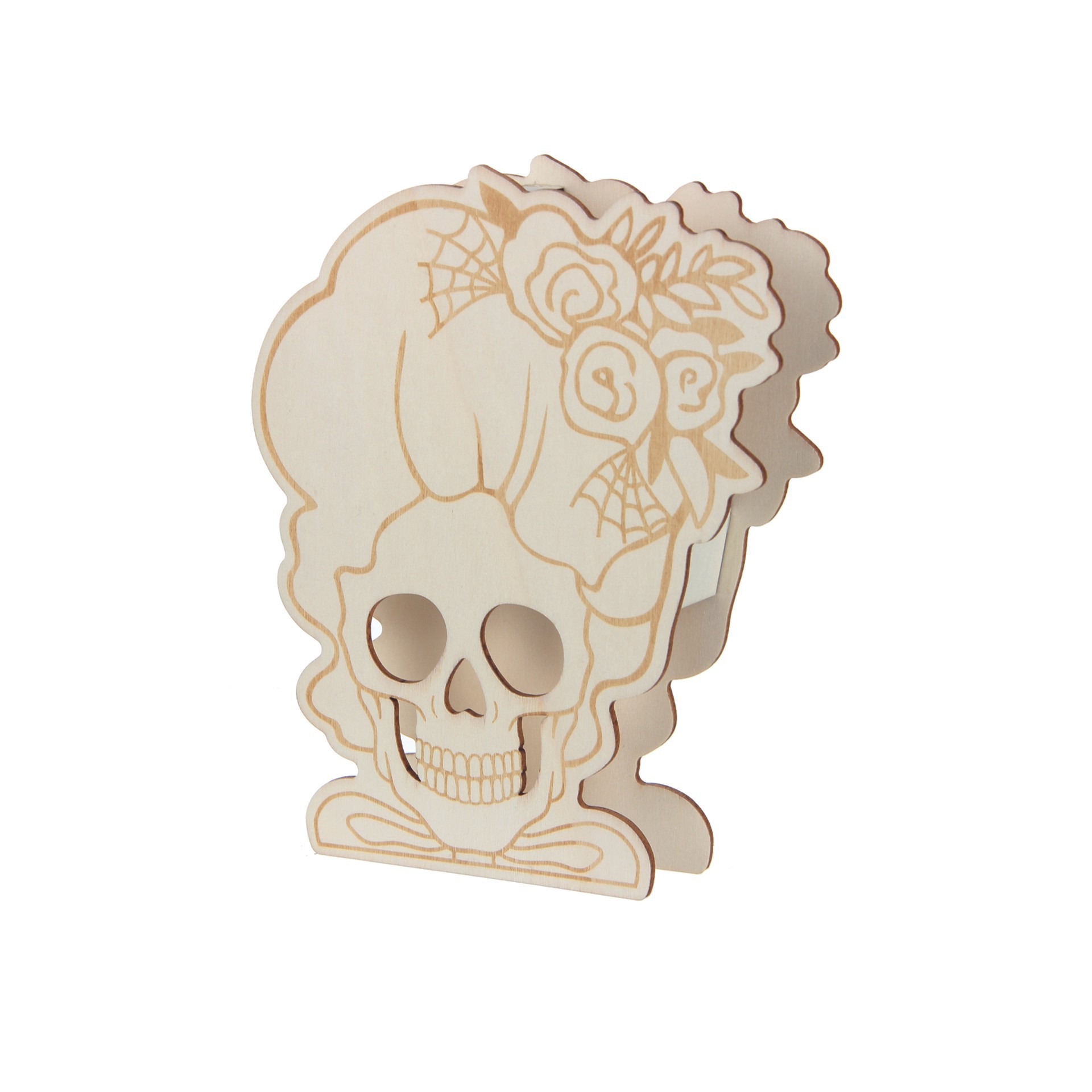 slide 2 of 3, 7.5" Lady Skeleton Diy Led Plywood Decor By Make Market, 6.25 in x 7.5 in x 1.18 in