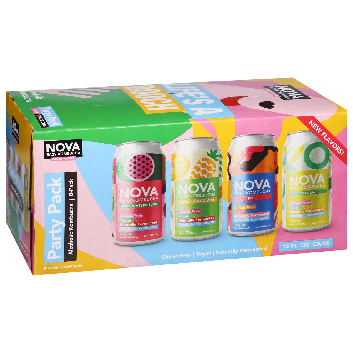 slide 6 of 13, Nova Easy Kombucha Party Variety Pack 8 Pack In Cans - 12 Fl. Oz., 12 fl oz