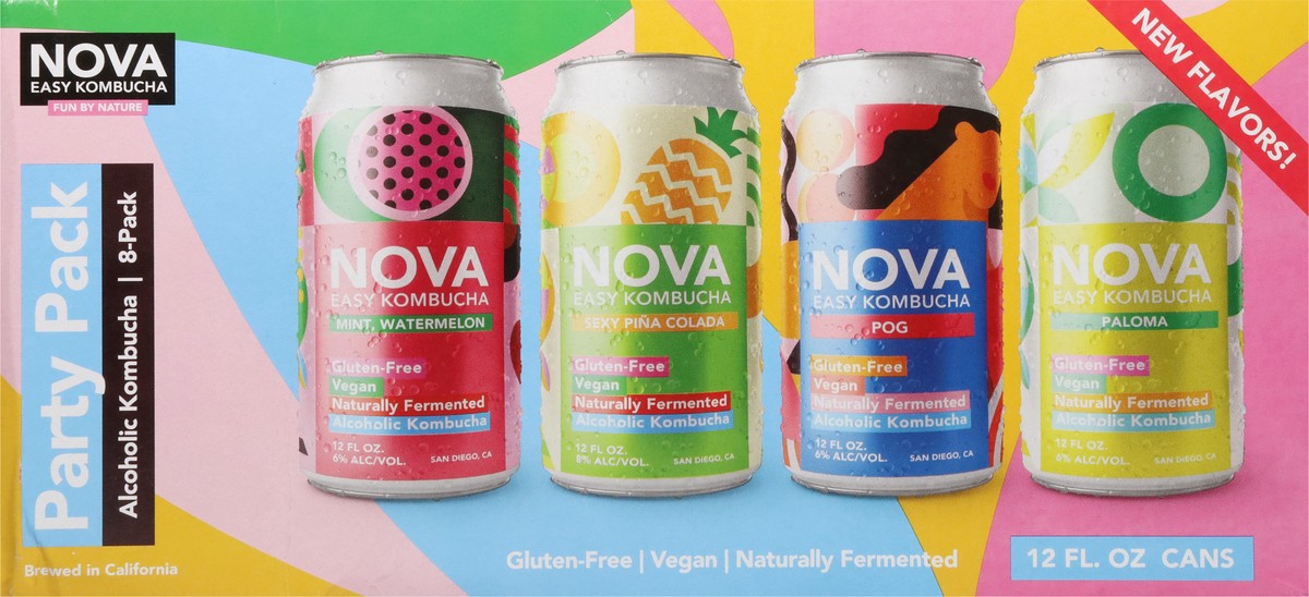 slide 8 of 13, Nova Easy Kombucha Party Variety Pack 8 Pack In Cans - 12 Fl. Oz., 12 fl oz