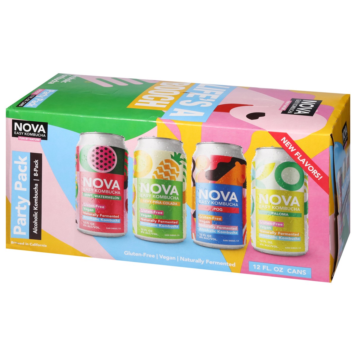 slide 13 of 13, Nova Easy Kombucha Party Variety Pack 8 Pack In Cans - 12 Fl. Oz., 12 fl oz