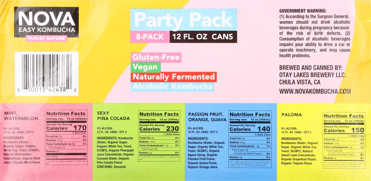 slide 7 of 13, Nova Easy Kombucha Party Variety Pack 8 Pack In Cans - 12 Fl. Oz., 12 fl oz