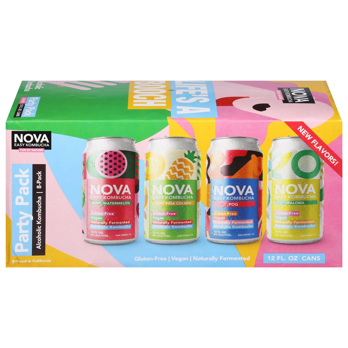 slide 1 of 13, Nova Easy Kombucha Party Variety Pack 8 Pack In Cans - 12 Fl. Oz., 12 fl oz