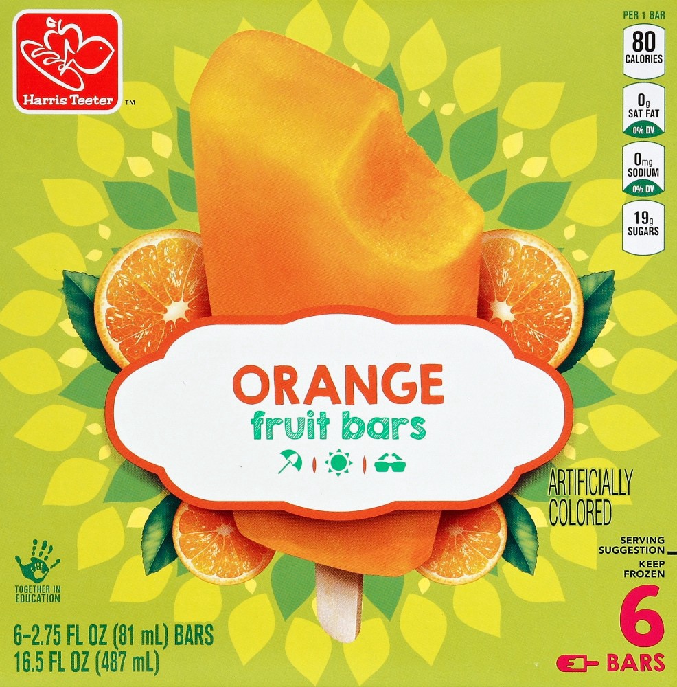 slide 1 of 4, Harris Teeter Fruit Bars - Orange, 16.5 oz