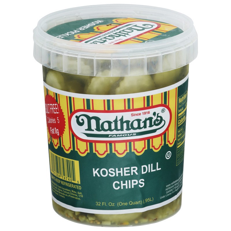 slide 1 of 1, Nathan's Dill Chips Deli Tubs, 32 oz