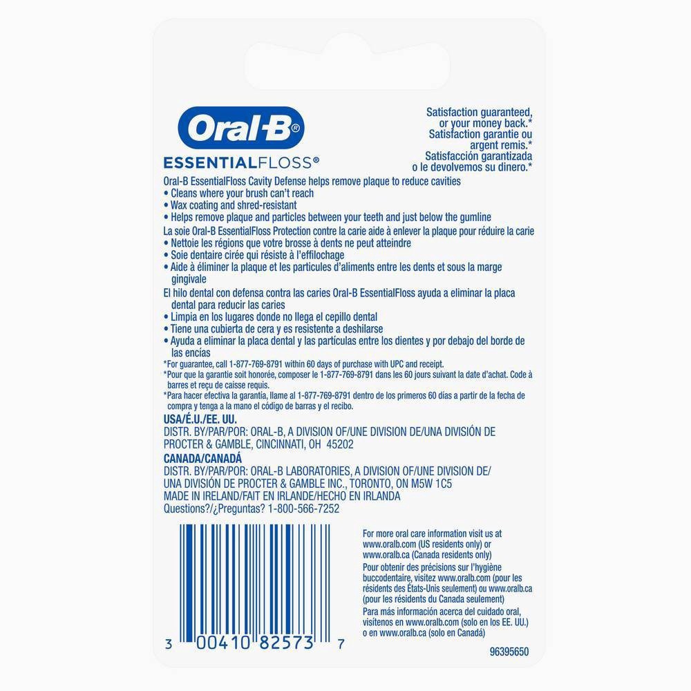 slide 4 of 4, Oral-B EssentialFloss Mint Dental Floss, Cavity Defense, Waxed, 50m, 1 ct