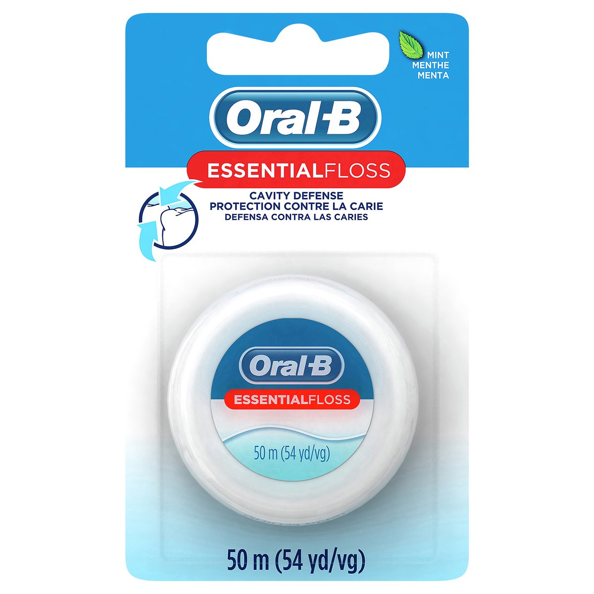 slide 1 of 4, Oral-B EssentialFloss Mint Dental Floss, Cavity Defense, Waxed, 50m, 1 ct