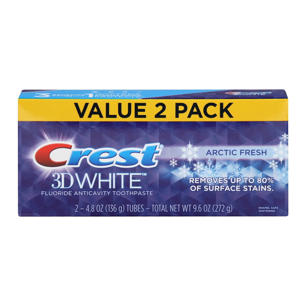 slide 1 of 8, Crest 3D White Arctic Fresh Whitening Toothpaste - Icy Cool Mint, 2 ct; 4.8 oz