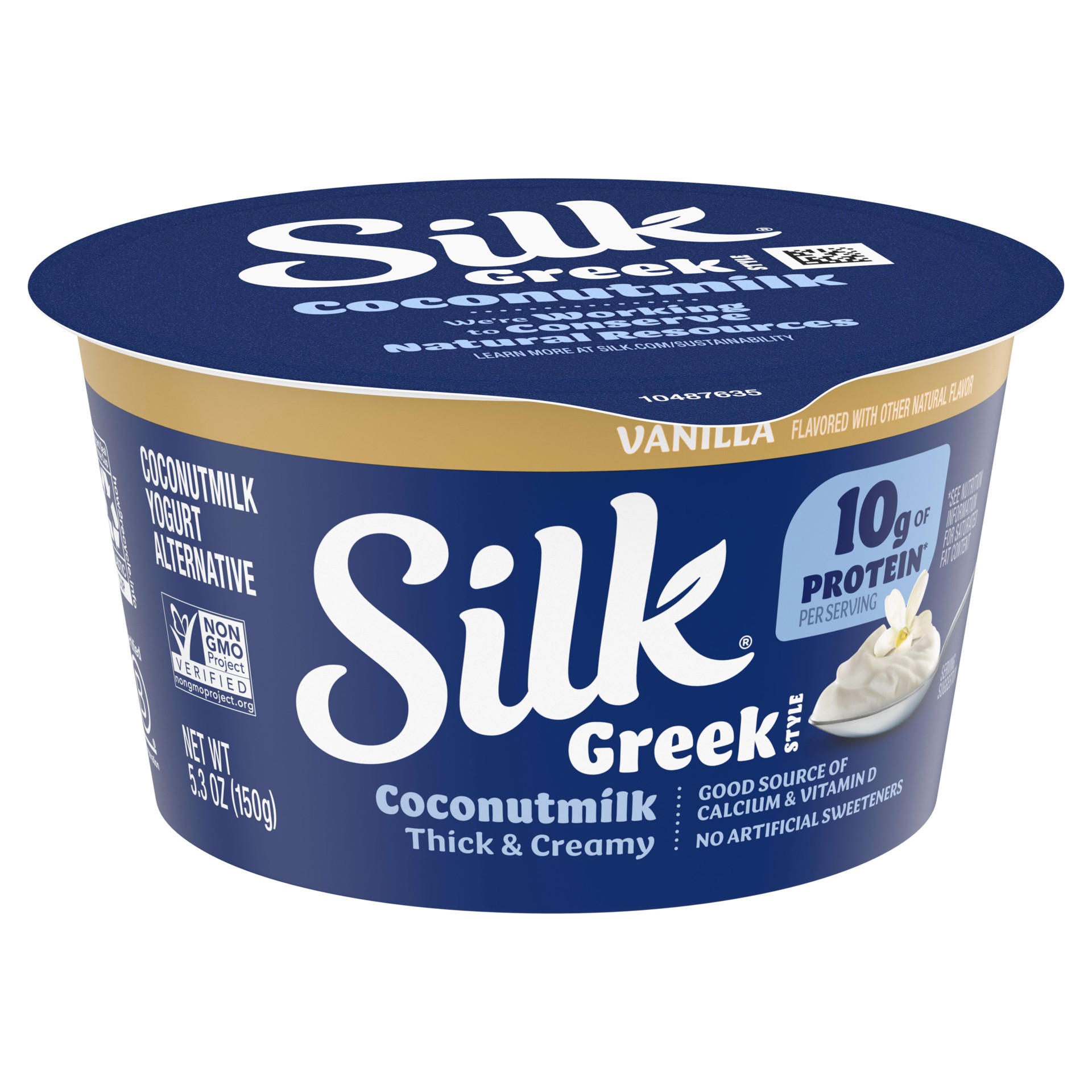 slide 4 of 5, Silk Vanilla Dairy Free, Greek Style Coconut Milk Yogurt Alternative, Thick and Creamy Plant Based Yogurt with 10 Grams of Protein, 5.3 OZ Container, 5.3 oz