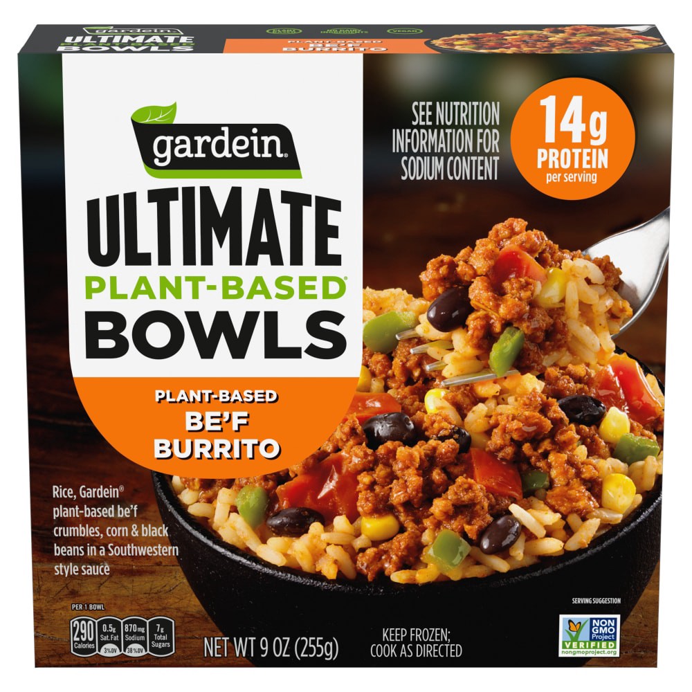 slide 1 of 2, Gardein Ultimate Plant Based Beef Burrito Bowl 9 Ounces, 9 oz