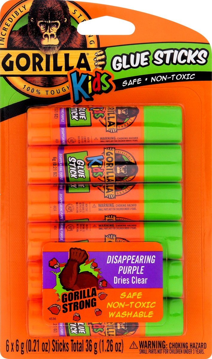 slide 4 of 11, Gorilla 6 Pack Kids Glue Sticks 6 ea, 6 ct