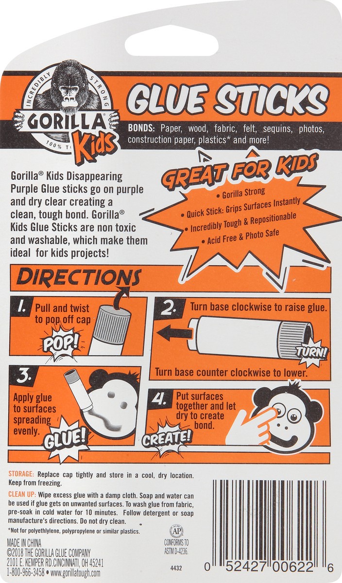 slide 9 of 11, Gorilla 6 Pack Kids Glue Sticks 6 ea, 6 ct