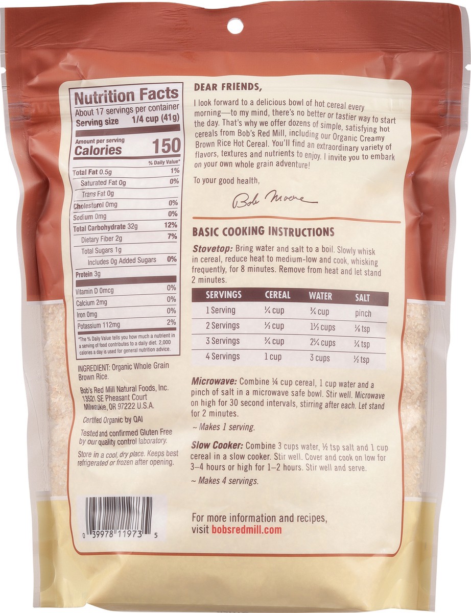 slide 5 of 9, Bob's Red Mill Brown Rice Cereal, 24 oz
