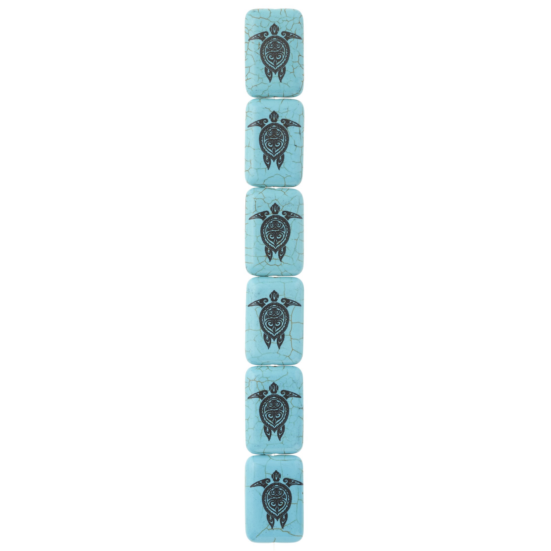 slide 3 of 3, Turquoise Reconstituted Stone Turtle Print Rectangle Beads, 30mm By Bead Landing, 30 mm