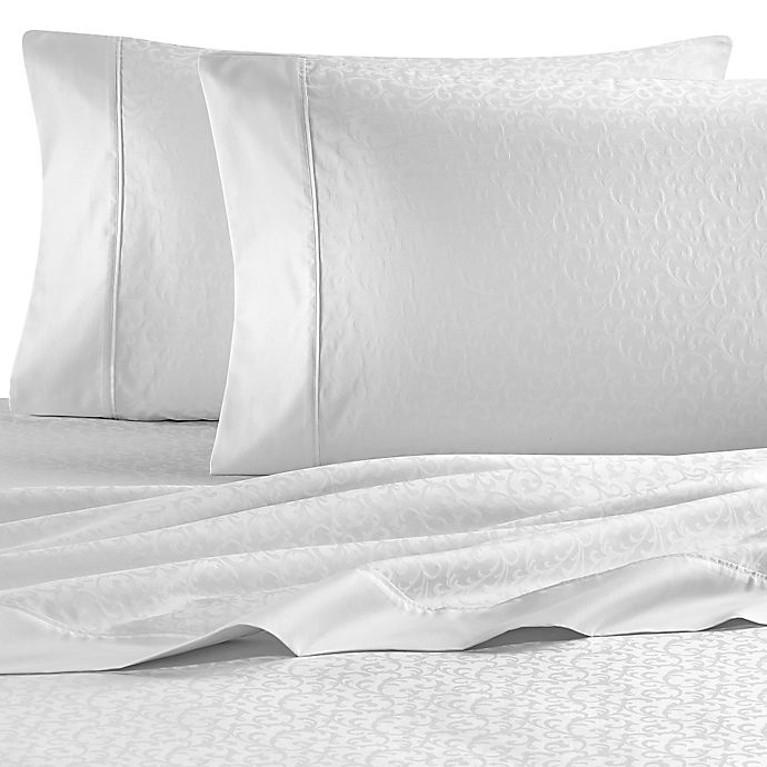 slide 1 of 1, Wamsutta 620-Thread-Count Cotton Jacquard King Sheet Set - White Vine, 1 ct