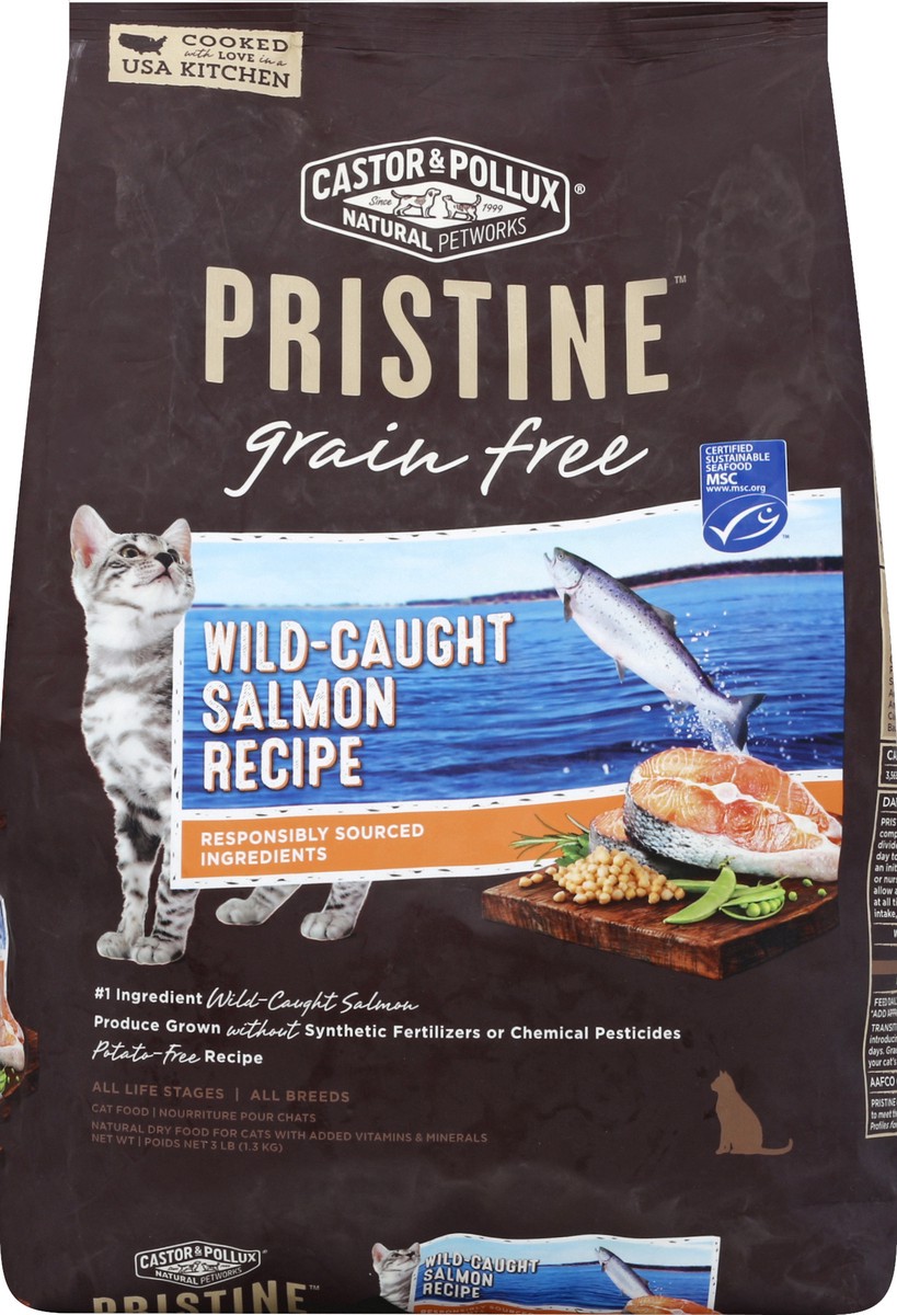 slide 3 of 6, Castor & Pollux Pristine Grain Free Wild-Caught Salmon Recipe Dry Cat Food, 3 lb